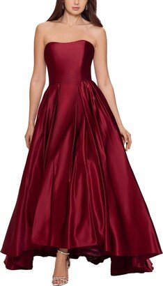 Petites Womens Pleated Maxi Evening Dress