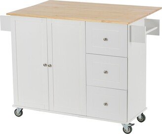 TONWIN Rolling Kitchen Island, Kitchen Cart Storage Cabinet W/ Locking Wheel