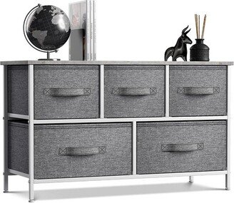 5 Drawer Wide Dresser - Grey