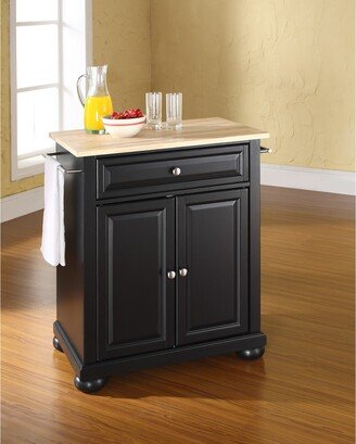 Crosley Furniture Alexandria Natural Wood Top Portable Kitchen Island in Black Finish