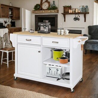 IGEMAN Natural Wood Kitchen Cart, Kitchen Island with Storage for Dinning Room, White - N/A