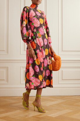 Medici Floral-print Silk Crepe De Chine Midi Dress - Multi