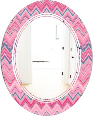 Designart 'Abstract Retro Geometric III' Printed Modern Round or Oval Wall Mirror - Triple C