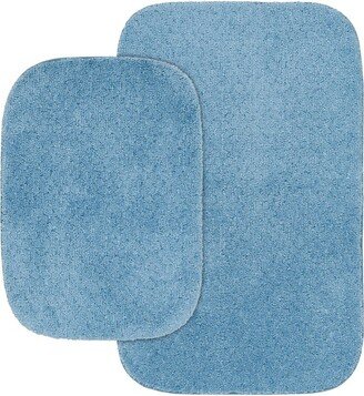 2pc Cabernet Washable Nylon Bathroom Rug Set Basin Blue