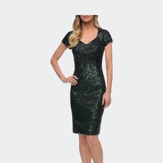 Knee Length Sequin Dress with Short Sleeves