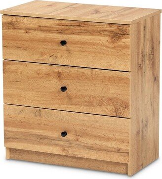 Decon Wood 3 Drawer Storage Chest Oak Brown