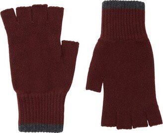 Cashmere Fingerless Gloves Contrast Ribs