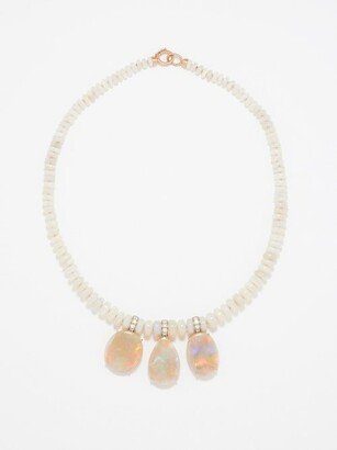 Opal, Diamond & 18kt Rose-gold Necklace