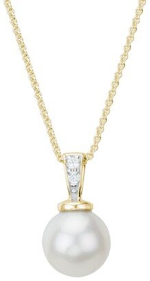 Pearls 14K 0.02 Ct. Tw. Diamond 8-8.5Mm Pearl Pendant Necklace