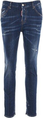 Distressed Mid-Rise Jeans-AA