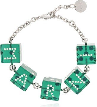 Dice Charm Logo Embellished Bracelet