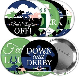 Big Dot of Happiness Kentucky Horse Derby - 3 inch Horse Race Party Badge - Pinback Buttons - Set of 8