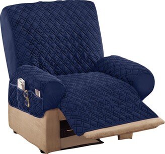 Collections Etc Diamond Quilted Stretch Recliner Cover with Storage