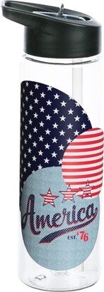 USA American Flag Elements Circular Collage 24oz Water Bottle