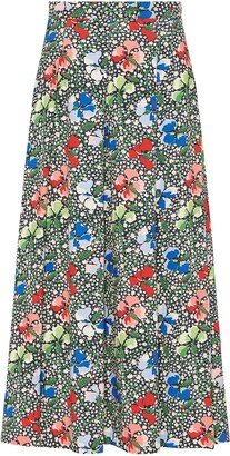 Floral-Print Pleated Maxi Skirt