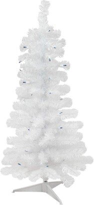 Northlight 3' Pre-Lit Woodbury White Pine Slim Artificial Christmas Tree Blue Lights