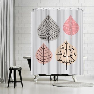 71 x 74 Shower Curtain, Leavesgrey by Nanamia Design