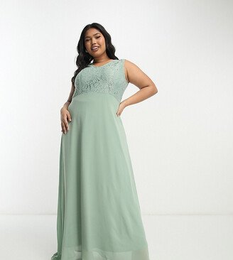 Vila Curve Bridesmaid lace bodice maxi dress in sage