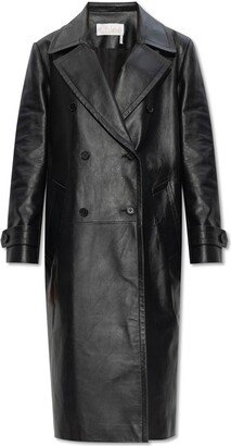 Double-Breasted Leather Coat-AH