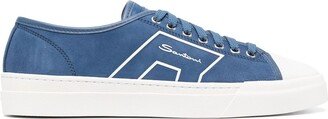 Screen-Print Low-Top Suede Sneakers