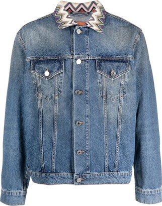 Zig-Zag Collar Denim Jacket