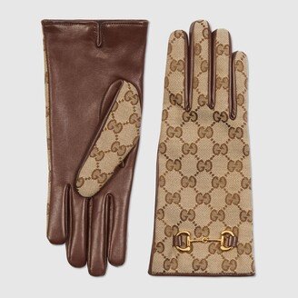 GG canvas gloves with Horsebit