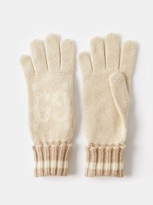 GG-jacquard Lamé-knit Cashmere-blend Gloves