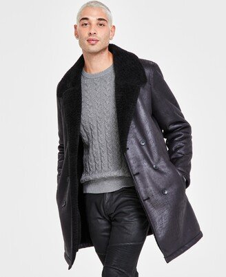 Beau Regular-Fit Faux-Leather Fleece-Lined Overcoat, Created for Macy's