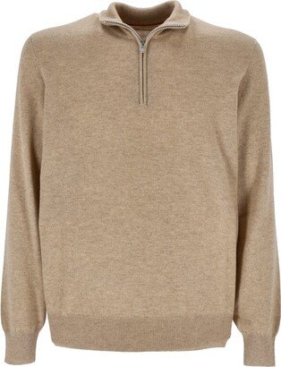 High-Neck Zipped Sweater-AC