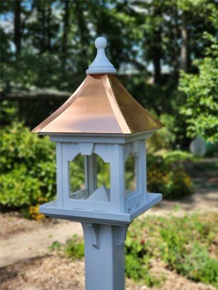 Bird Feeder With Copper Roof, Large Capacity Feed Tray, Square Design