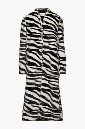 Zebra-print faux fur coat