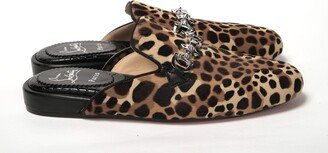 Black Brown Leapord Print Open Back Women's Loafer