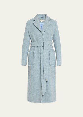 Adalie Tie-Belt Long Tweed Coat