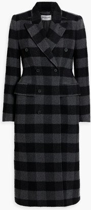 Double-breasted checked wool-felt coat