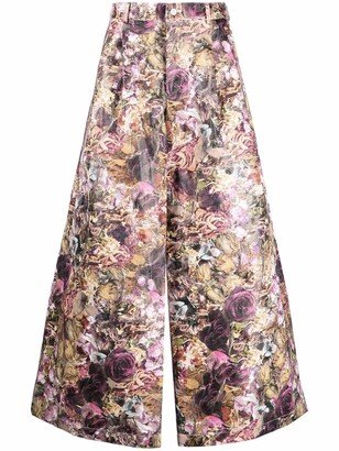Floral-Print Wide-Leg Trousers