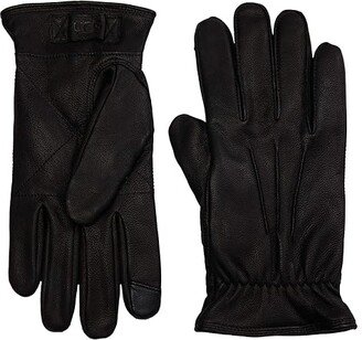 3 Point Leather Tech Gloves with Sherpa Lining (Black) Extreme Cold Weather Gloves