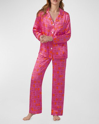 Trina Turk x Bedhead Pajamas Geometric-Print Silk Satin Pajama Set