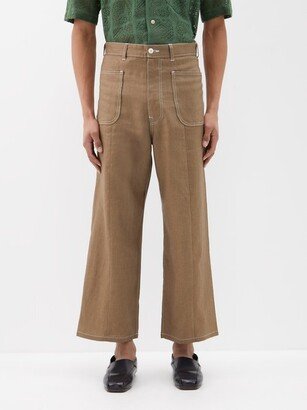 Roots Linen Wide-leg Trousers