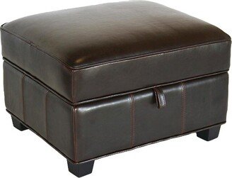 Agustus Leather Storage Ottoman Brown