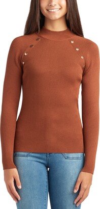 Juniors' Ribbed Mock Neck Sweater