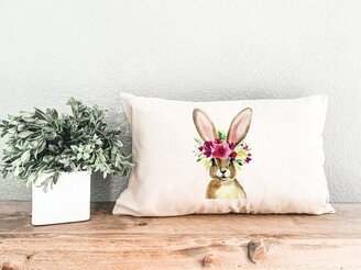 Watercolor Easter Bunny Pillow, Decor, Spring Lumbar Throw Farmhouse Gift