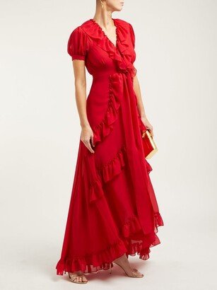 Ruffle-trimmed Chiffon Dress