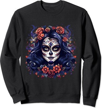 Funny The Dead La Catrina flowers Floral Halloween La Catrina Sugar Skull Day of Dead De Los Muertos Women Sweatshirt