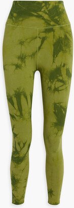 Tie-dyed cotton-blend leggings