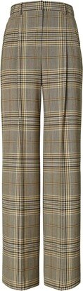 Check-Pattern High-Waist Trousers