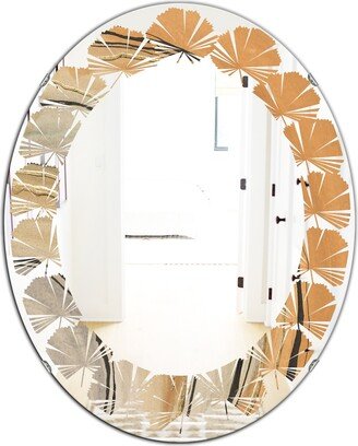 Designart 'Glam Canion II' Printed Modern Round or Oval Wall Mirror - Leaves