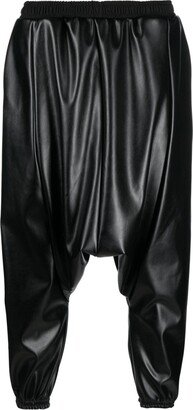 Drop-Crotch Faux-Leather Trousers