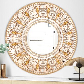 Designart 'Bohemian Brown Pattern' Printed Bohemian and Eclectic Oval or Round Wall Mirror - Bronze