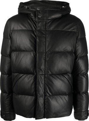 Padded Leather Down Jacket