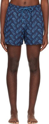 Navy Printed Swim Shorts-AA